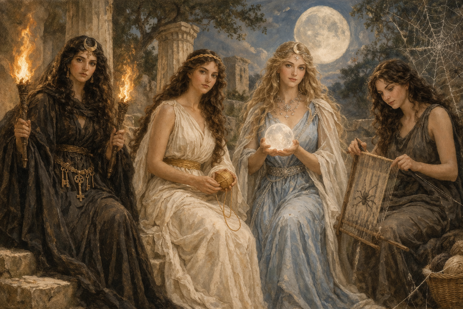 Hecate, Phoebe, Ariadne, and Arachne — the four mythological engines of Parthenon